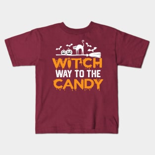 Witch Way to The Candy - Funny Hlloween  Candy hunt Kids T-Shirt